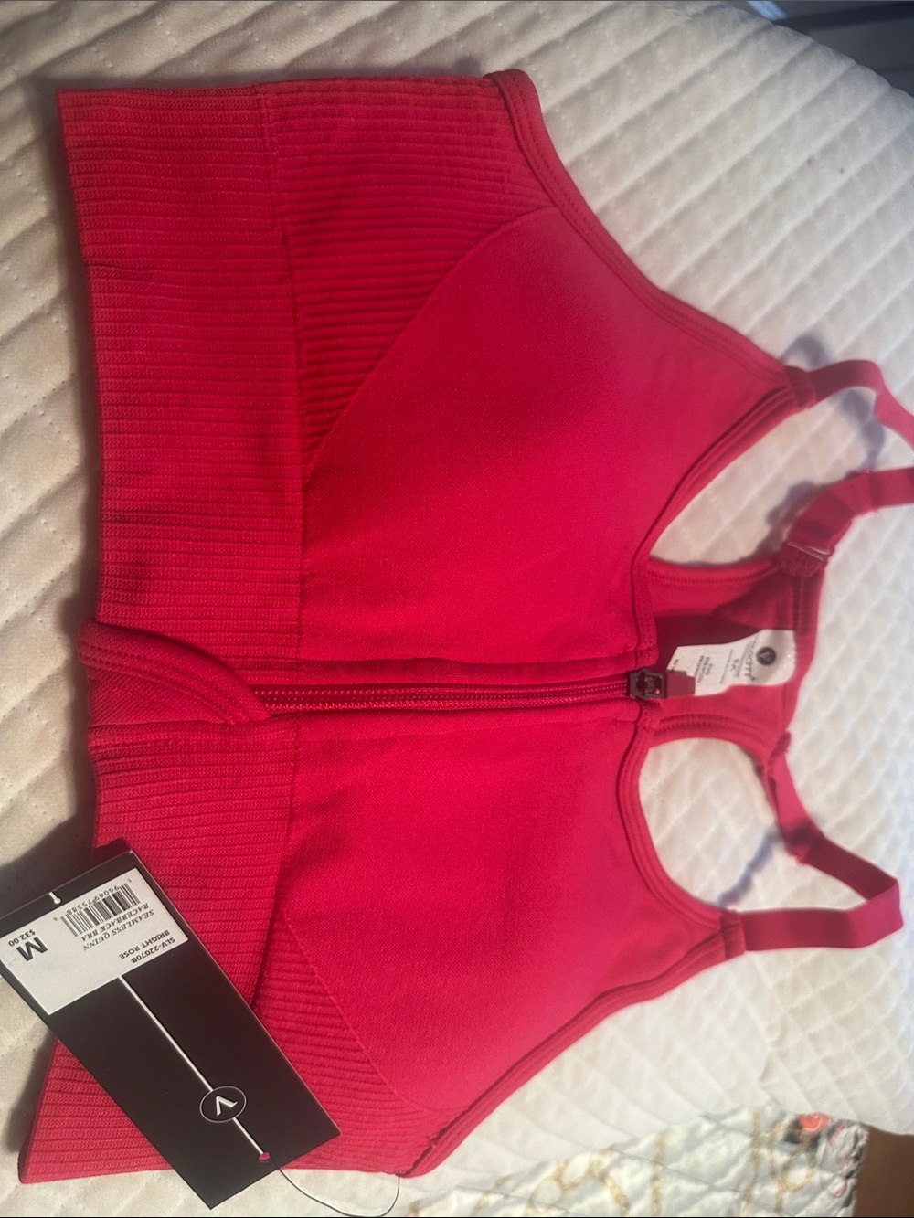 Velocity Front-Zip Sports Bra - Red - Picture 2 of 5